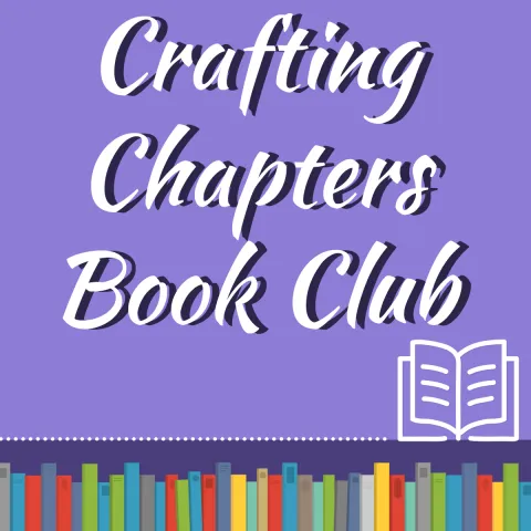 Crafting Chapters Book Club written in plain text. Cartoon book icons along the bottom. This is a Ware Shoals Adult Book Discussion.