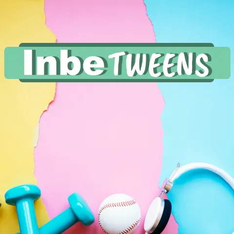 InbeTWEENS Logo in the upper image. In the lower image are dumbells, a baseball, and headphones. This is a Ware Shoals Tweens program.