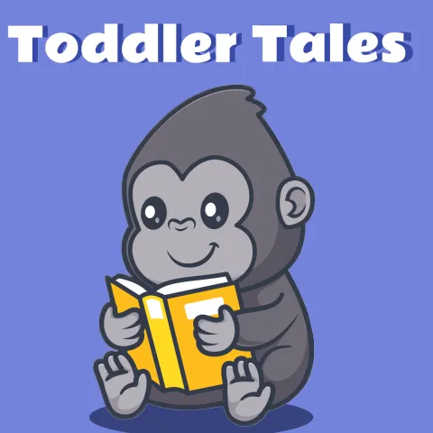 Toddler Tales in plain text overtop a cartoon gorilla reading a book. This is a program for Ninety Six Babies and Toddlers.