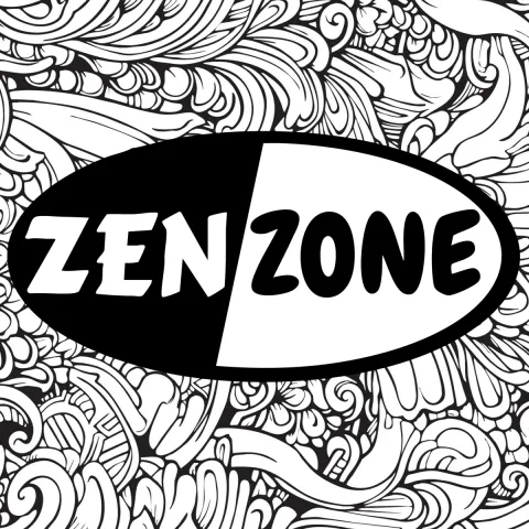 Zen Zone logo centered on a illustrative background of various shapes and design. This is a Ninety Six Teens program.