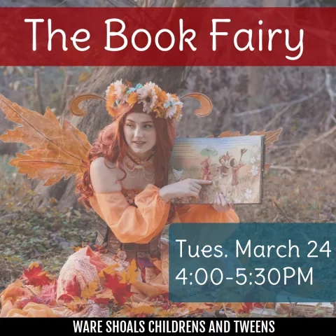 woman dressed as a fairy reading a book in the forest.