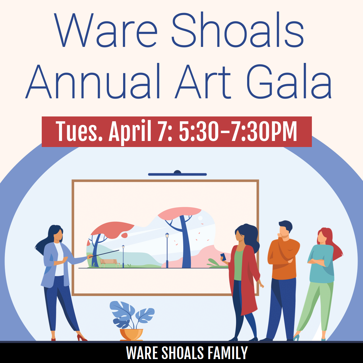 image of a family looking at a painting.